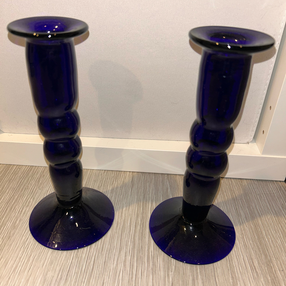 Vintage Cobalt Blue candle holders